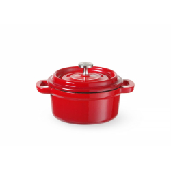 Mini Cocotte Ovale Individuelle en Fonte &Eacute;maill&eacute;e Rouge 0,27L - Hendi