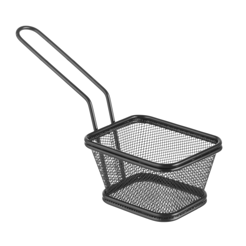 Mini Paniers &agrave; Frites Noirs Empilables Professionnels (105x90x60mm) - Hendi