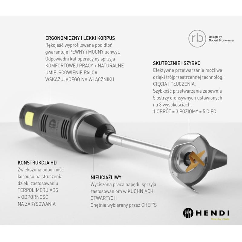 Mixeur Plongeur Professionnel HENDI BLEND, 250W, 6 Vitesses, 1-8L - Hendi