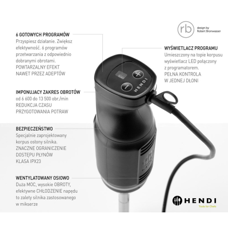 Mixeur Plongeur Professionnel HENDI BLEND, 250W, 6 Vitesses, 1-8L - Hendi