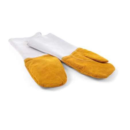Moufles de Barbecue Professionnelles en Cuir R&eacute;sistantes &agrave; la Chaleur, Taille XL - Hendi