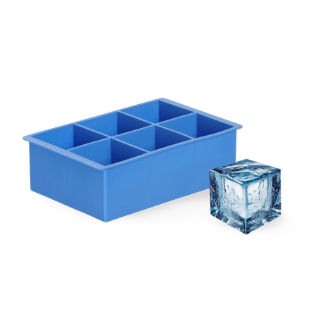 Moule &agrave; Gla&ccedil;ons Cube XL BarUp pour Whisky et Cocktails, Silicone, Bleu - Hendi
