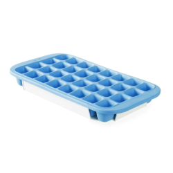Moule &agrave; gla&ccedil;ons silicone avec couvercle, 32 petits gla&ccedil;ons, Bleu - Hendi