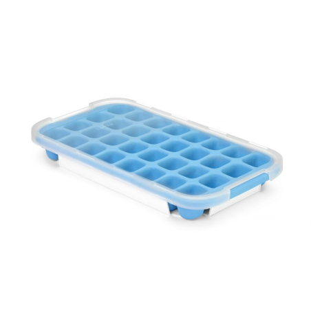 Moule &agrave; gla&ccedil;ons silicone avec couvercle, 32 petits gla&ccedil;ons, Bleu - Hendi