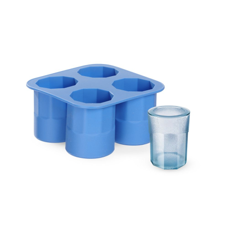 Moule &agrave; gla&ccedil;ons silicone BarUp pour 4 verres &agrave; shot - Bleu 122x122x(H)60mm - Hendi