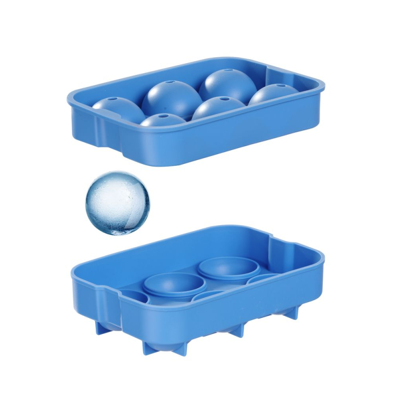 Moule &agrave; Gla&ccedil;ons Sph&eacute;rique BarUp pour Whisky et Cocktails en Silicone Bleu - Hendi