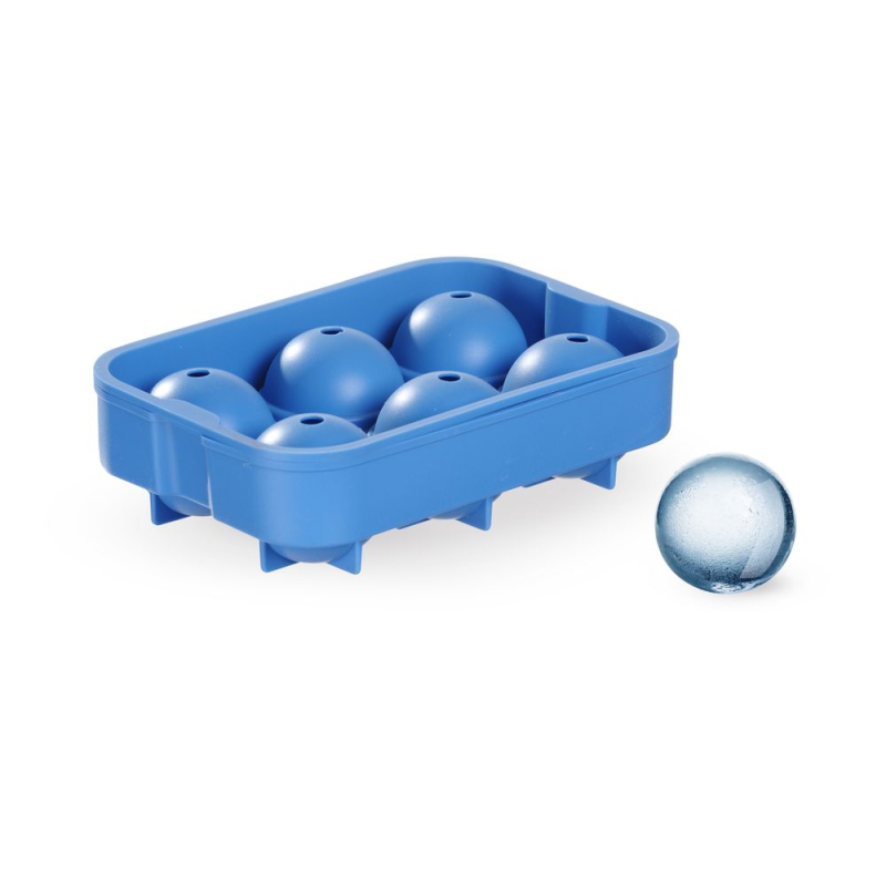 Moule &agrave; Gla&ccedil;ons Sph&eacute;rique BarUp pour Whisky et Cocktails en Silicone Bleu - Hendi