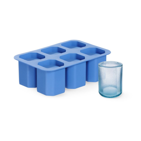 Moule &agrave; gla&ccedil;ons verre &agrave; shot silicone bleu, 6 pi&egrave;ces - Hendi