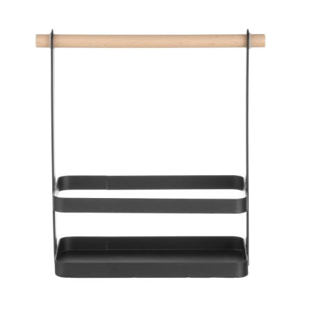 Organisateur de Table Noir Mat avec Poign&eacute;e en Bois 230x100x(H)240mm - Hendi