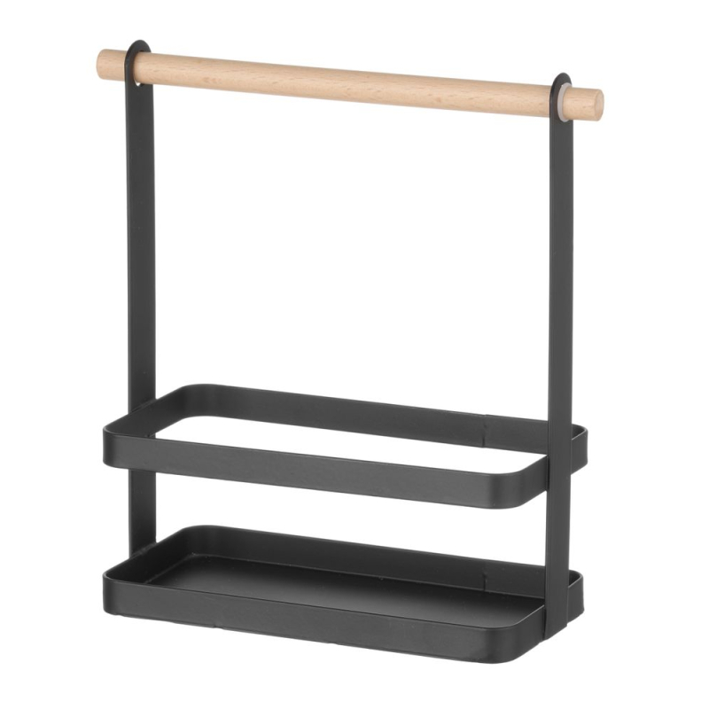 Organisateur de Table Noir Mat avec Poign&eacute;e en Bois 230x100x(H)240mm - Hendi