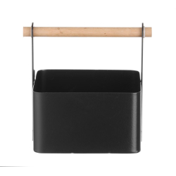 Organisateur de Table Noir Mat avec Poign&eacute;e en Bois, 170x130x(H)160mm - Hendi
