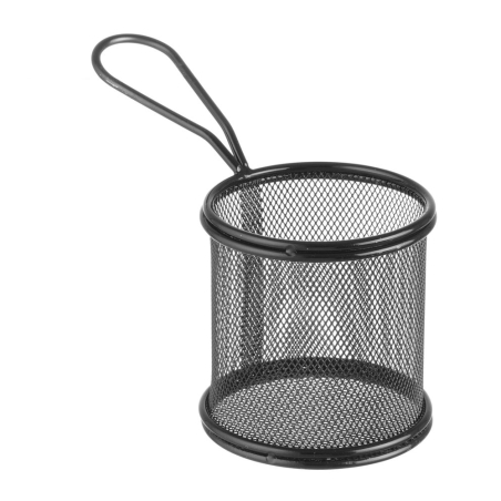Panier &agrave; frites miniature carr&eacute; noir mat 90x90x90mm - Hendi