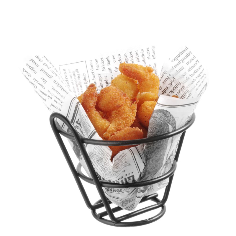 Panier &agrave; frites professionnel, m&eacute;tal noir mat, ⌀115x100mm - Hendi