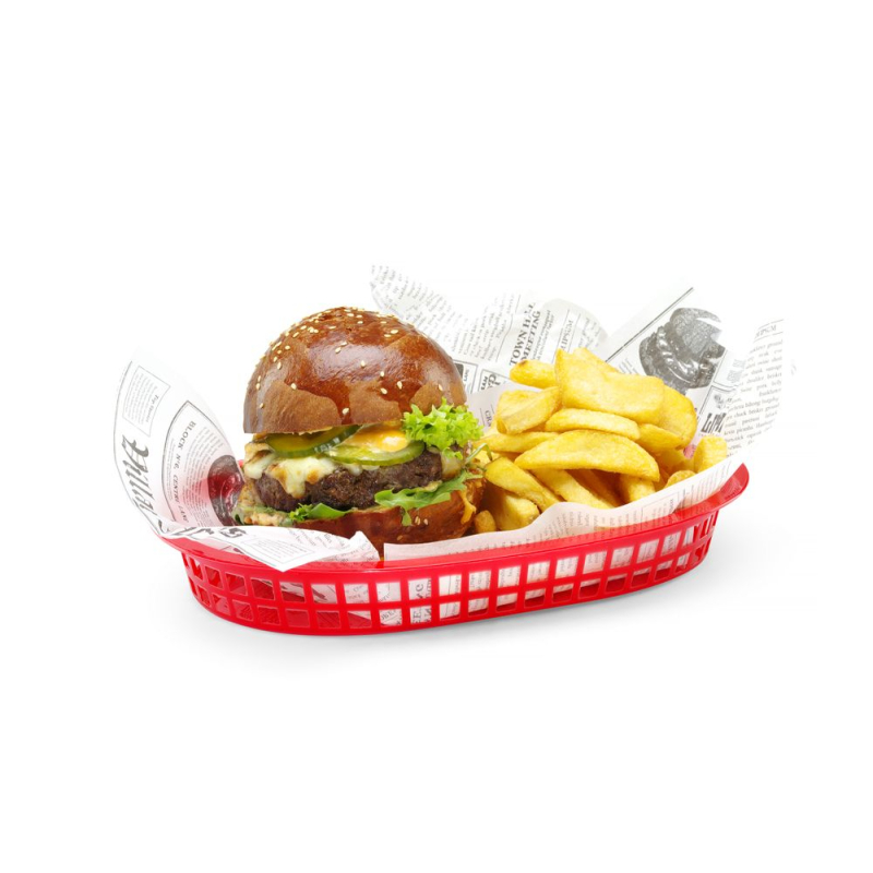 Paniers de service Fast-Food Rouges (Set de 6) Polypropyl&egrave;ne 275x175x38mm - Hendi