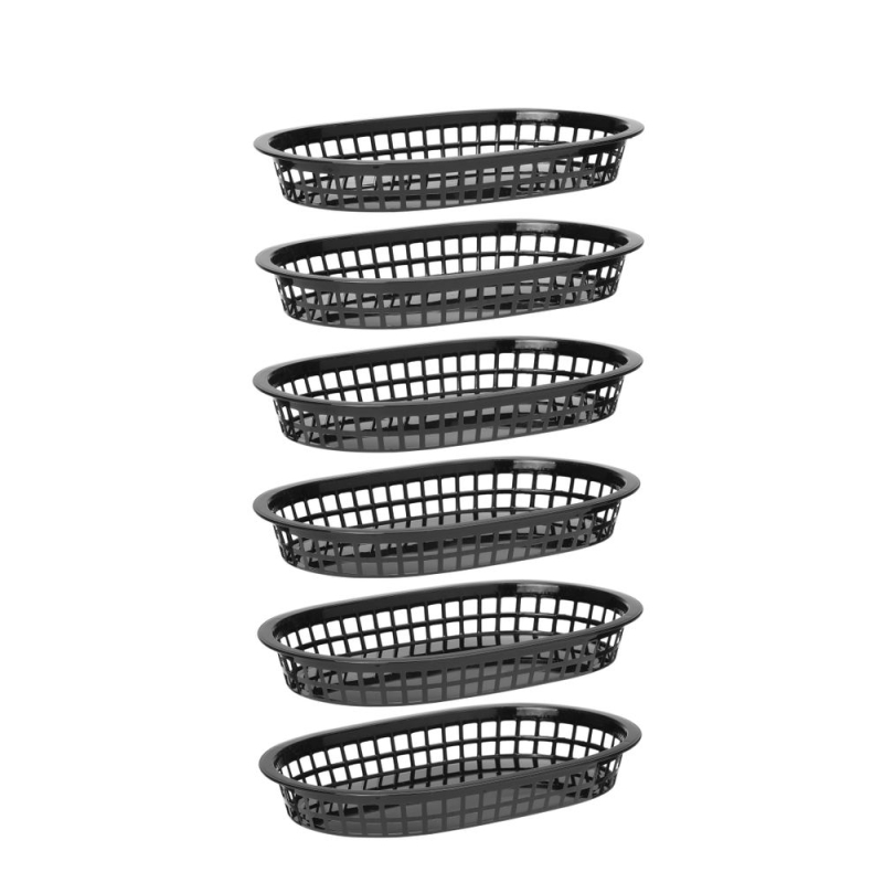 Paniers de service polypropyl&egrave;ne noir pour fast-food (6 unit&eacute;s) - Hendi