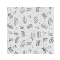 Papier ingraissable alimentaire motif fast food noir et blanc, 305x305mm, 500 feuilles - Hendi