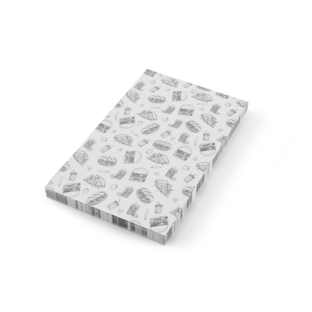 Papier ingraissable Motif Fast Food 250x350mm, 500 pi&egrave;ces - Hendi