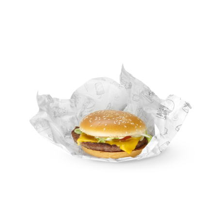 Papier ingraissable Motif Fast Food 250x350mm, 500 pi&egrave;ces - Hendi