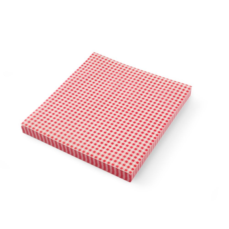 Papier Ingresable Anti-Graisse HENDI 200x250mm &agrave; Carreaux Rouge et Blanc, Lot de 500 - Hendi