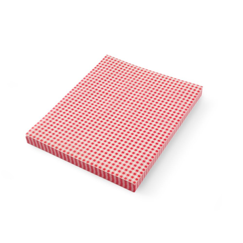Papier sulfuris&eacute; ingraissable &agrave; carreaux rouge et blanc, 250x350mm (500 feuilles) - Hendi