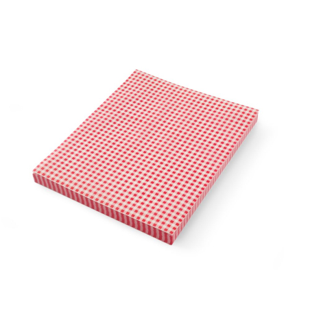 Papier sulfuris&eacute; ingraissable &agrave; carreaux rouge et blanc, 250x350mm (500 feuilles) - Hendi