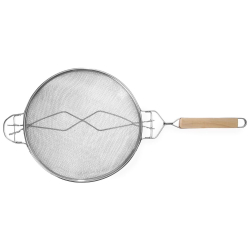 Passoire professionnelle double grillage inox avec poign&eacute;e en bois, 605x260x(H)120mm - Hendi