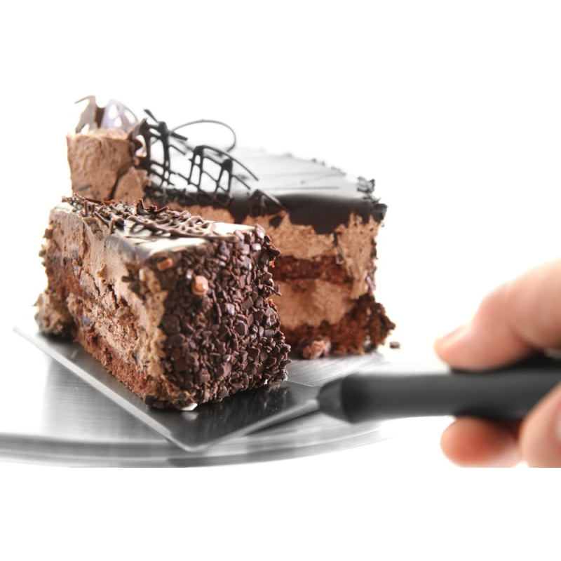 Pelle &agrave; Tarte Inox avec Manche Polypropyl&egrave;ne Noir et C&ocirc;t&eacute; Tranchant, 296x75mm - Hendi
