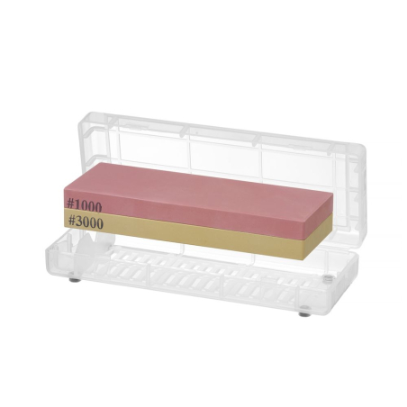 Pierre d'Aff&ucirc;tage Japonaise Double Face (Grain 1000/3000) pour Couteaux - Hendi