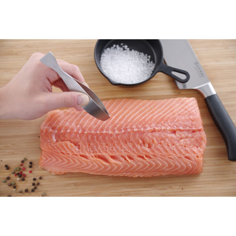 Pince &agrave; ar&ecirc;tes professionnelle t&ecirc;te plate en acier inoxydable, 130mm - Hendi