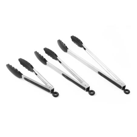 Pince de service silicone noir, soft-grip, r&eacute;sistant &agrave; la chaleur (L 267mm) - Hendi