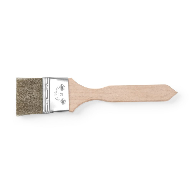 Pinceau de cuisine plat, poils laiton, manche bois - Hendi
