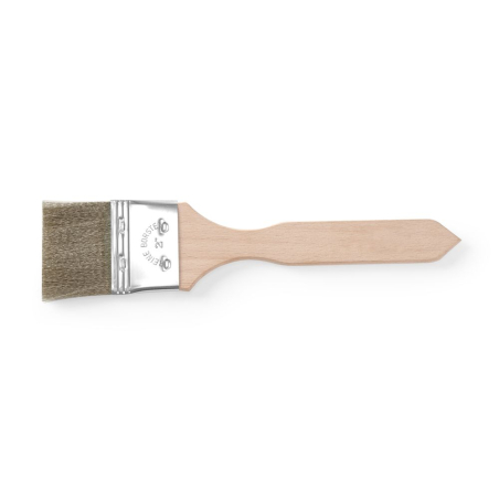 Pinceau de cuisine plat, poils laiton, manche bois - Hendi