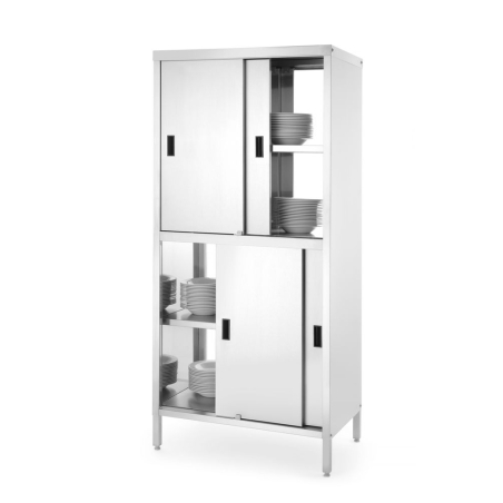 Placard passe-plats inox avec s&eacute;paration et portes coulissantes 800x500x(H)1800mm Kitchen Line - Hendi