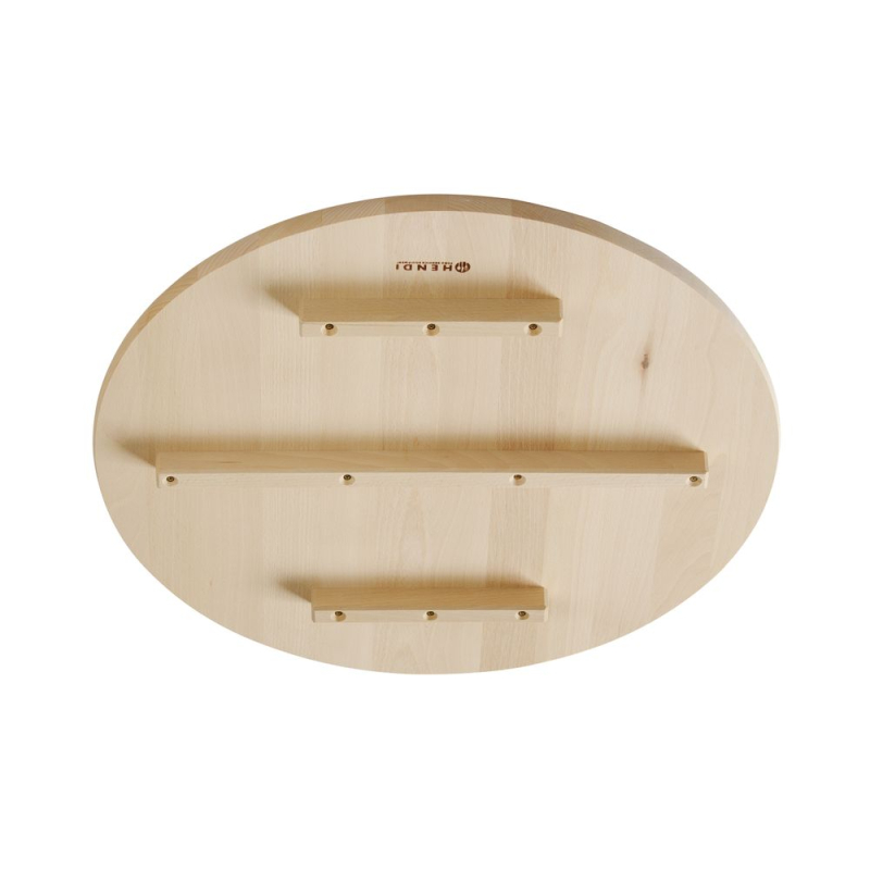 Planche &agrave; d&eacute;couper &agrave; pizza en bois de h&ecirc;tre, diam&egrave;tre 500mm, avec guides de coupe pour 6 parts - Hendi