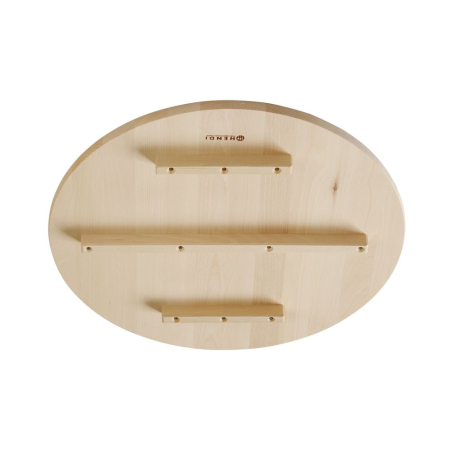 Planche &agrave; d&eacute;couper &agrave; pizza en bois de h&ecirc;tre, diam&egrave;tre 500mm, avec guides de coupe pour 6 parts - Hendi