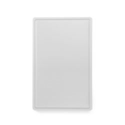 Planche &agrave; D&eacute;couper HACCP GN 1/1, Double Face Lisse et Rigole, 530x325mm, Blanche - Hendi