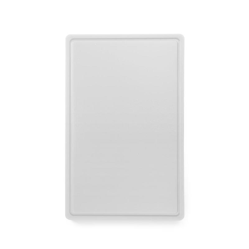Planche &agrave; D&eacute;couper HACCP GN 1/1, Double Face Lisse et Rigole, 530x325mm, Blanche - Hendi