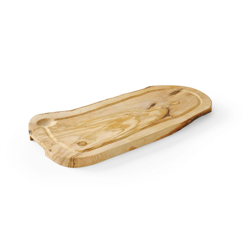 Planche &agrave; D&eacute;couper Professionnelle en Bois d'Olivier avec Rigole, 400x250x18mm - Hendi