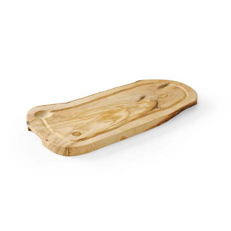Planche &agrave; D&eacute;couper Professionnelle en Bois d'Olivier avec Rigole, 400x250x18mm - Hendi
