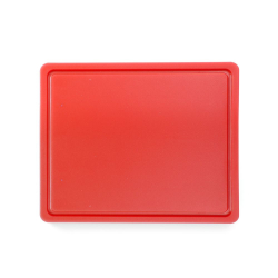 Planche &agrave; D&eacute;couper Rouge HACCP GN 1/2 (325x265mm), Lisse/Rigole - Hendi