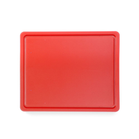 Planche &agrave; D&eacute;couper Rouge HACCP GN 1/2 (325x265mm), Lisse/Rigole - Hendi