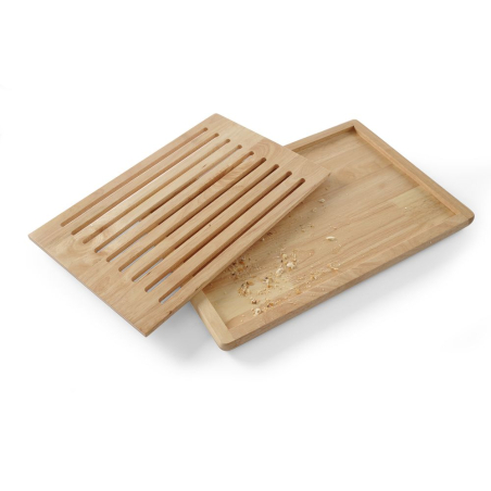 Planche &agrave; Pain Professionnelle en Bois d'H&eacute;v&eacute;a, Grille Amovible, 475x322mm - Hendi