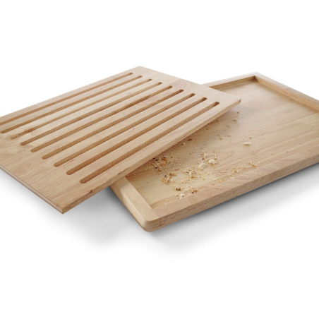 Planche &agrave; Pain Professionnelle en Bois d'H&eacute;v&eacute;a, Grille Amovible, 475x322mm - Hendi