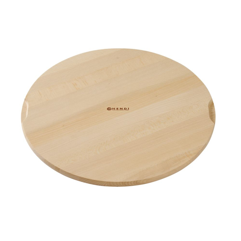 Planche &agrave; pizza en bois de h&ecirc;tre avec guides de coupe ⌀350mm - Hendi