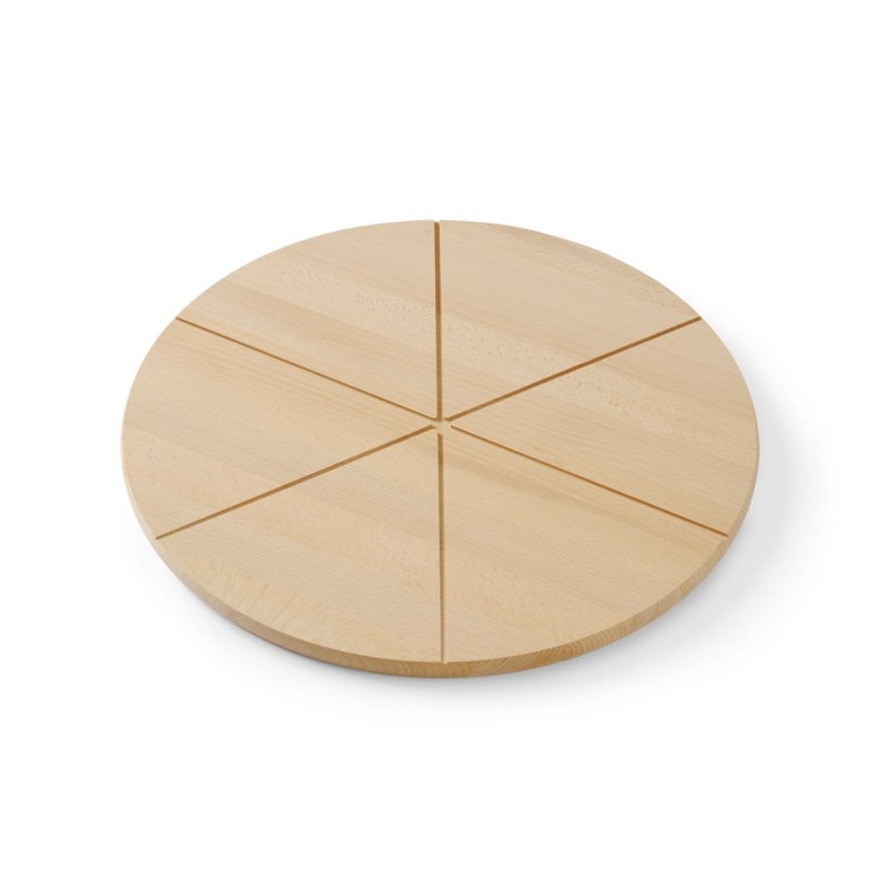 Planche &agrave; pizza en bois de h&ecirc;tre avec rainures, diam&egrave;tre 400mm - Hendi
