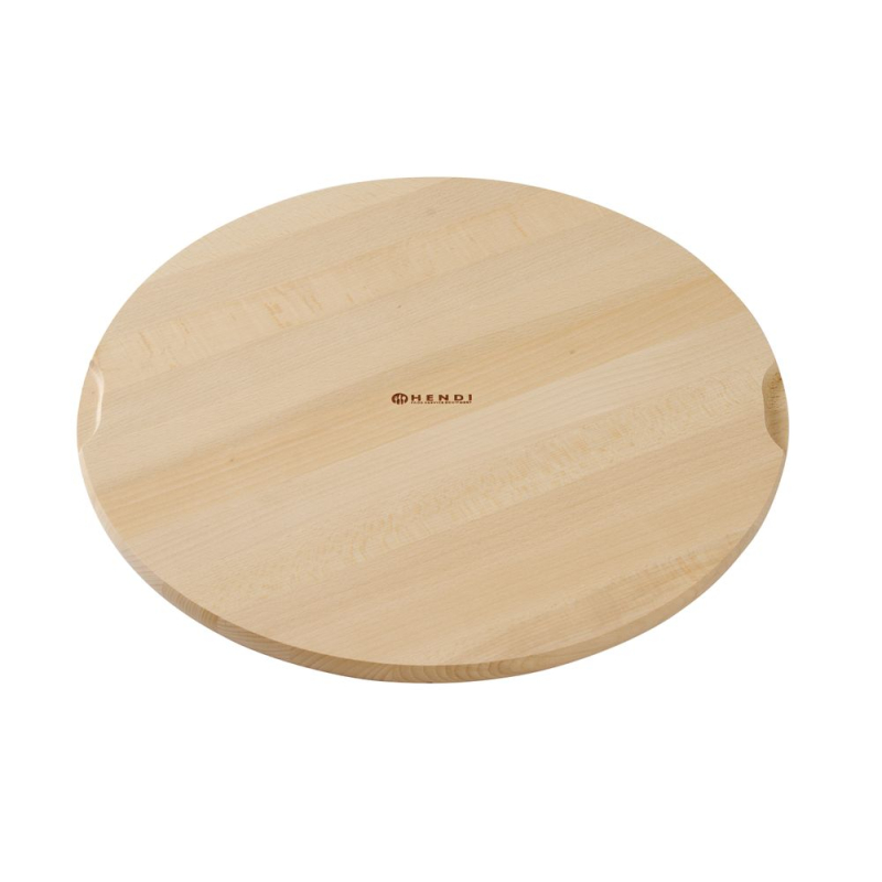 Planche &agrave; pizza en bois de h&ecirc;tre avec rainures, diam&egrave;tre 400mm - Hendi