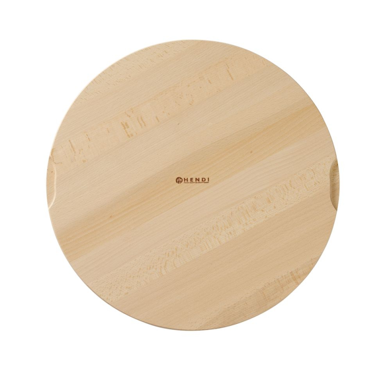 Planche &agrave; pizza en bois de h&ecirc;tre avec rainures, diam&egrave;tre 400mm - Hendi
