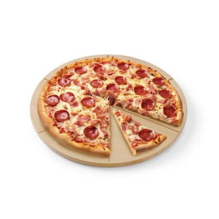 Planche &agrave; pizza en bois de h&ecirc;tre avec rainures, diam&egrave;tre 400mm - Hendi