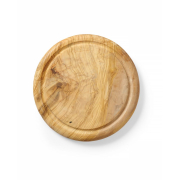 Planche &agrave; Servir en Bois d'Olivier, Ronde ⌀260mm, avec Rigole Anti-Goutte - Hendi
