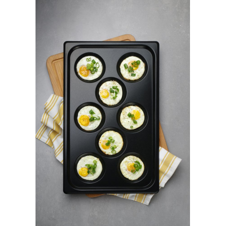 Plaque de cuisson Antiadh&eacute;sive GN 1/1 avec 8 Moules &agrave; &OElig;ufs/Pancakes CONVECTOMAT EGGPLATE - Hendi
